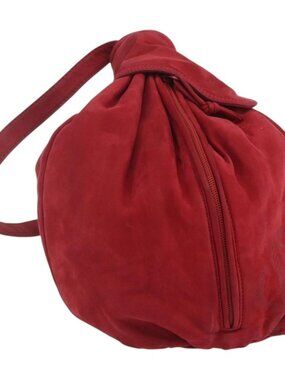 Authentic LOEWE Shoulder Bag Suede Red
